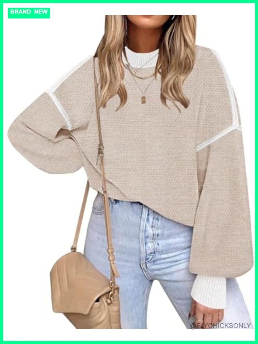 Women's Oversized Batwing Sleeve Sweater Viscose Nylon Knit Pullover